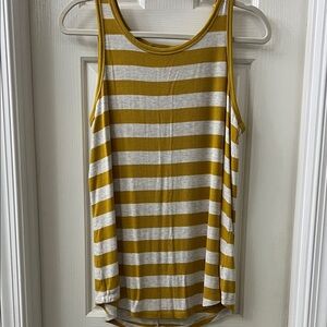 CAbi Mustard and Light Gray Striped Tank Top